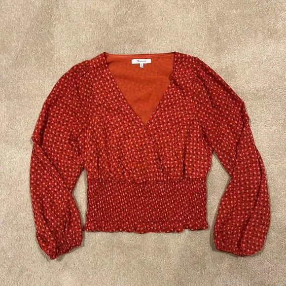 Madewell Julianne Smocked-Waist Top Size XS - Picture 5 of 13